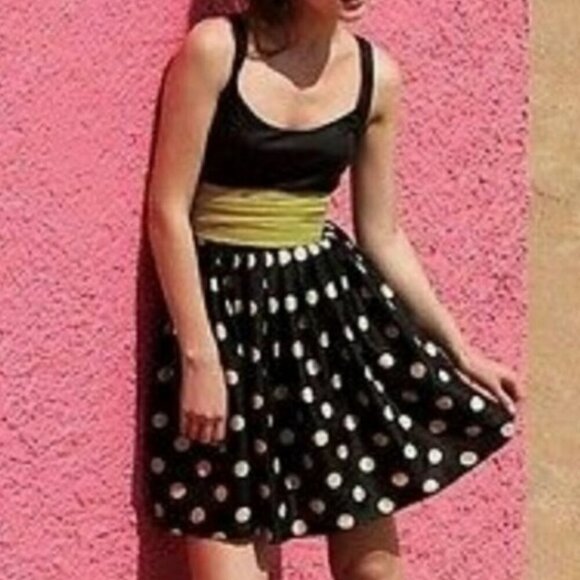 Corey Lynn Calter Anthropologie Slice of Lime Polka Dot Mini Dress - Size 4 - Picture 1 of 13